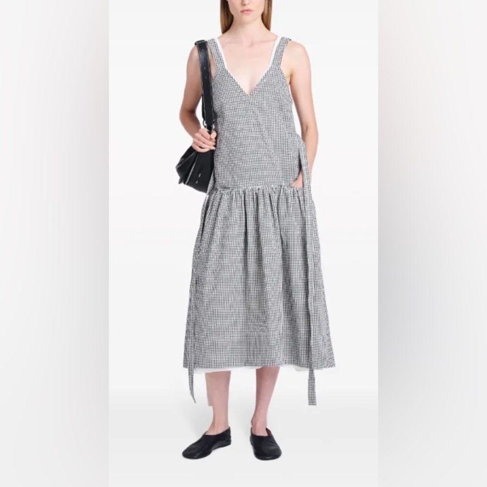 Proenza Schouler White Label Dress Cotton Linen Black White Sasha Grid Sz. 0 NWT